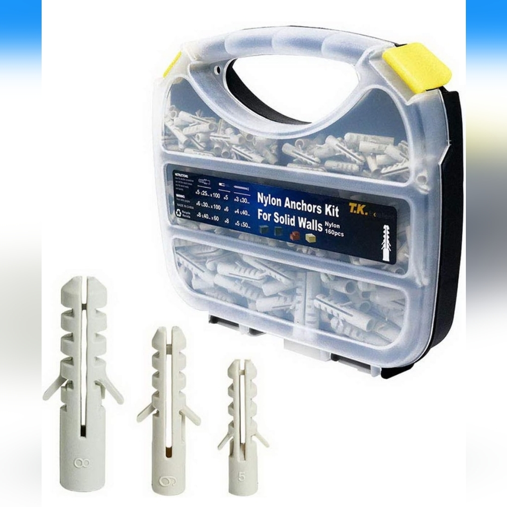 DIY.TK Plastic Drywall Ribbed Anchors Solid Materials Drywall Anchor 260 pcs